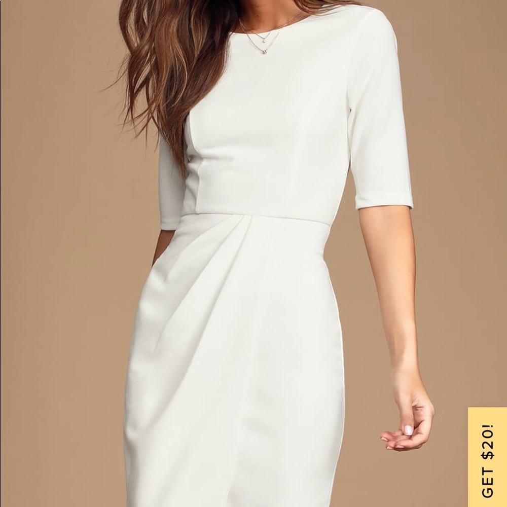 Lulus Westwood White Half-sleeve sheath dress